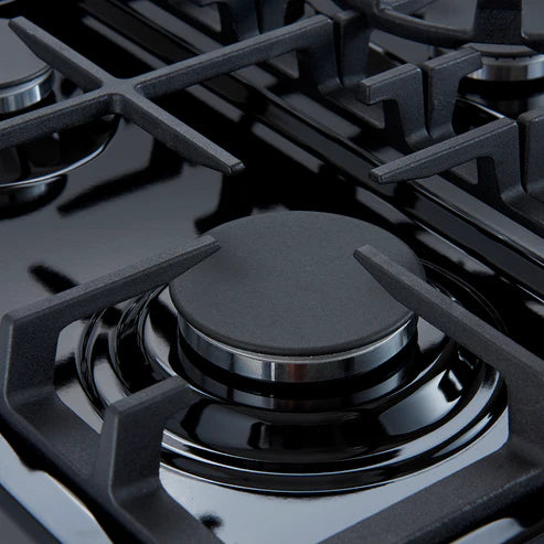 FORNO Espresso Leonardo 30" 5 cu. ft. Gas Range in Black with Silver Handles, FFSGS1116-30BLK