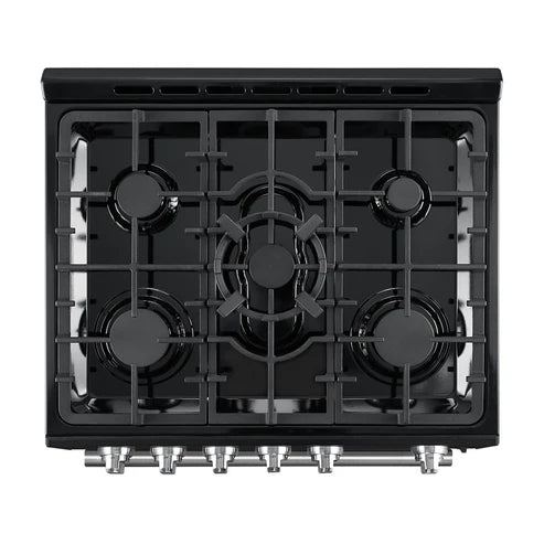 FORNO Espresso Leonardo 30" 5 cu. ft. Gas Range in Black with Silver Handles, FFSGS1116-30BLK
