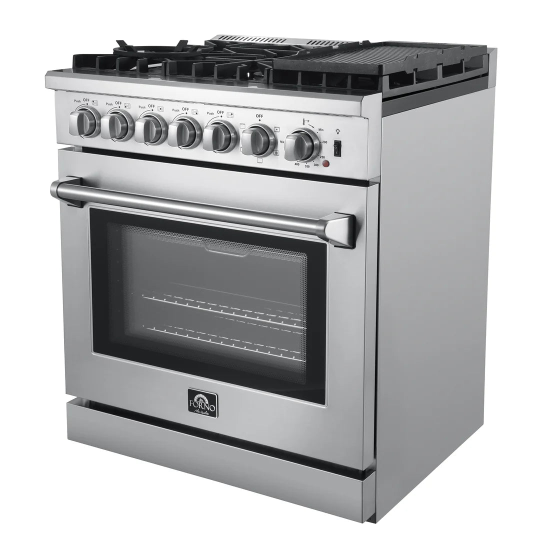 FORNO Lazio 30" 4.32 cu. ft. Dual Fuel Range with 5 Italian Burners in Stainless Steel, FFSGS6196-30