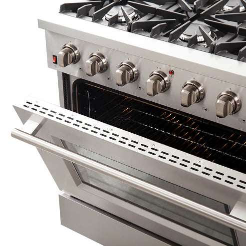 FORNO Galiano 36" 5.36 cu. ft. Gas Range with 6 Italian Burners in Stainless Steel, FFSGS6244-36