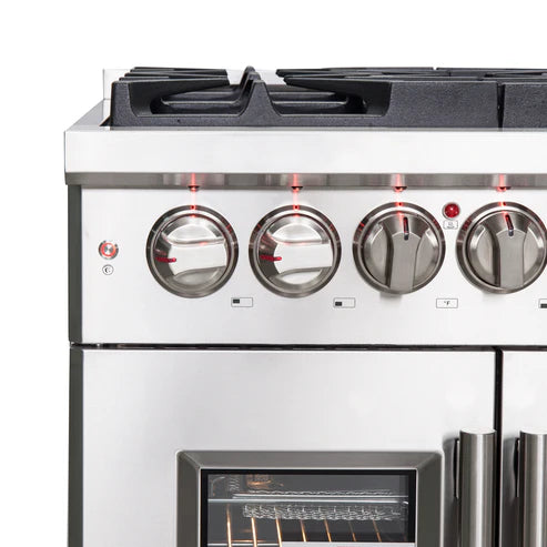 FORNO Massimo 30″ 4.32 cu. ft. Freestanding French Door Dual Fuel Range with 5 Burners, FFSGS6325-30