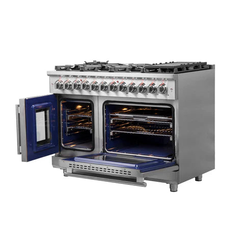 FORNO Massimo 48″ Freestanding French Door Dual Fuel Range with 8 Burners, FFSGS6325-48