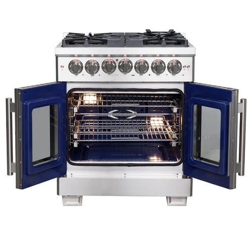 FORNO Capriasca 30" 4.3 cu. ft. Dual Fuel Range with French Door and 5 Sealed Burners, FFSGS6387-30