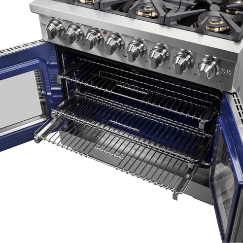 FORNO Capriasca 36" 5.36 cu. ft. Dual Fuel Range with French Door and 6 Sealed Burners, FFSGS6387-36