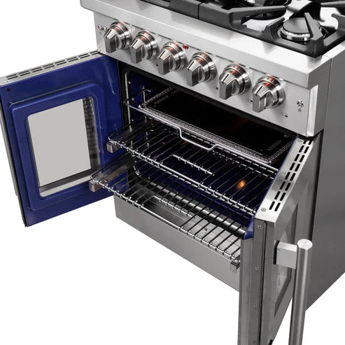 FORNO Massimo 30″ 4.32 cu. ft. Freestanding French Door Gas Range with 5 Burners, FFSGS6439-30