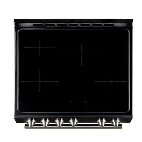 FORNO Espresso Leonardo 30" 5 cu. ft. Induction Range with Knob Control in Black and Antique Brass Accents, FFSIN0982-30BLK
