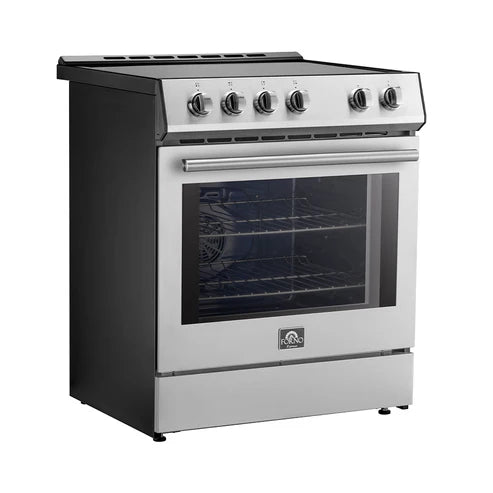 FORNO Espresso Leonardo 30" 5 cu. ft. Induction Range with Knob Control in Stainless Steel and Silver Accents, FFSIN0982-30