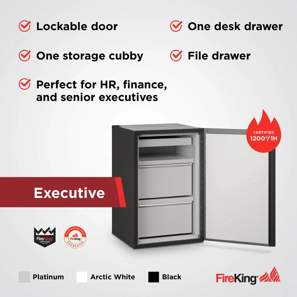 FireKing FireShield Edge Series 1-Hour Fire-Rated Storage Cabinet, Executive Cabinet, Platinum