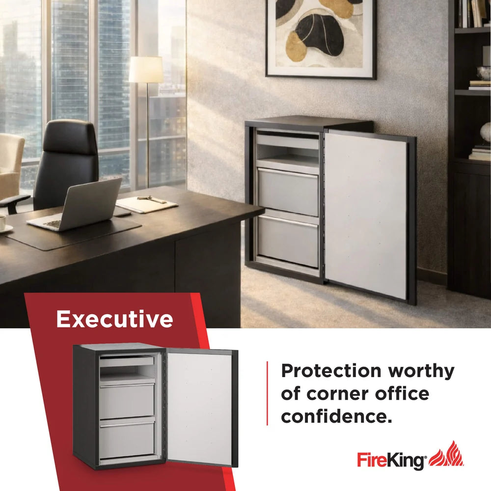 FireKing FireShield Edge Series 1-Hour Fire-Rated Storage Cabinet, Executive Cabinet, Platinum