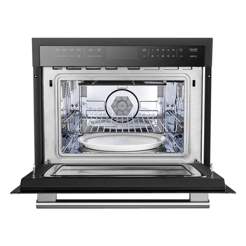FORNO Espresso Oliena 24" 1.6 cu. ft. Built-In Microwave Oven in Black with Silver Handles, FMWDR3093-24BLK