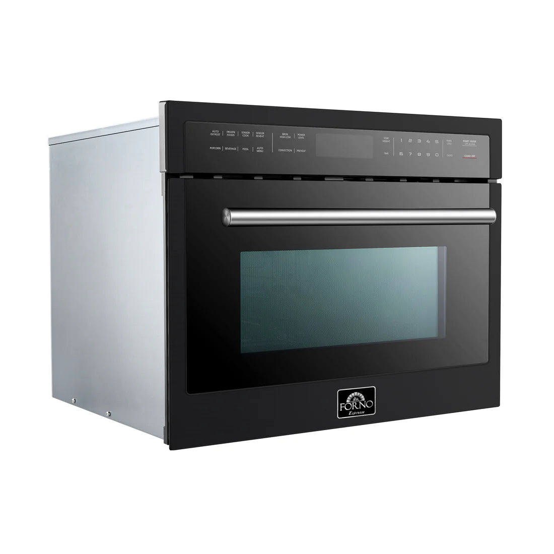 FORNO Espresso Oliena 24" 1.6 cu. ft. Built-In Microwave Oven in Black with Antique Brass Handles, FMWDR3093-24BLK