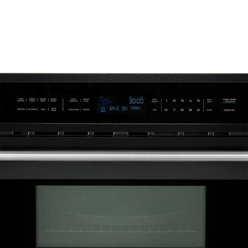 FORNO Espresso Oliena 30" 1.6 cu. ft. Built-In Microwave Oven in Black with Antique Brass Handles, FMWDR3093-30BLK