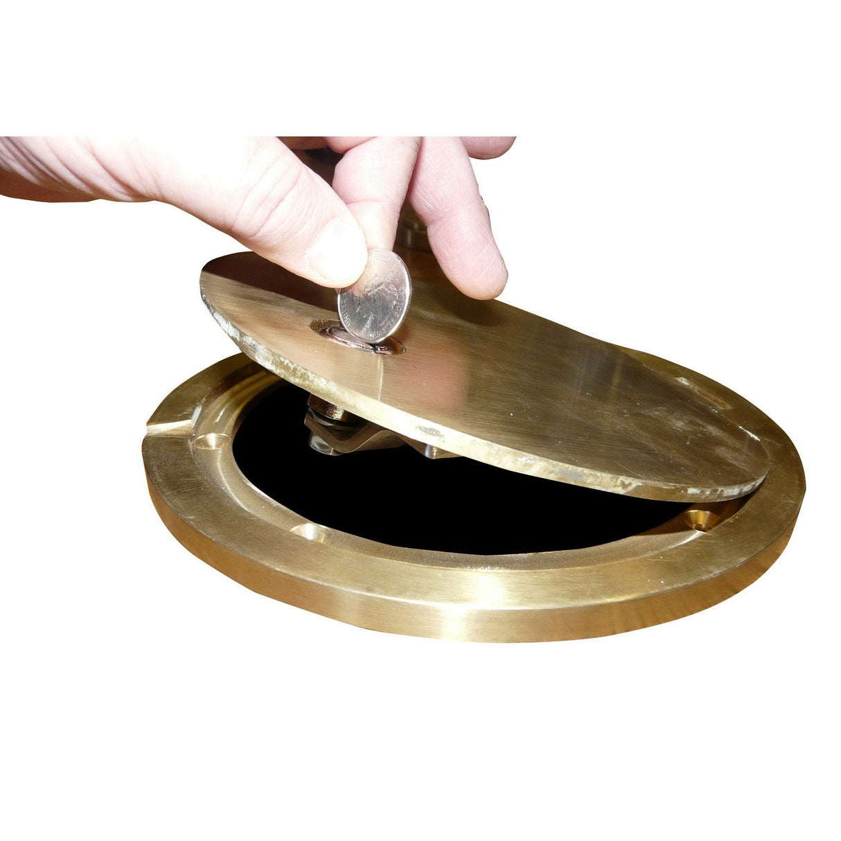 Bison Floating Floor Socket with Lockable Brass Hinged Cover Plate