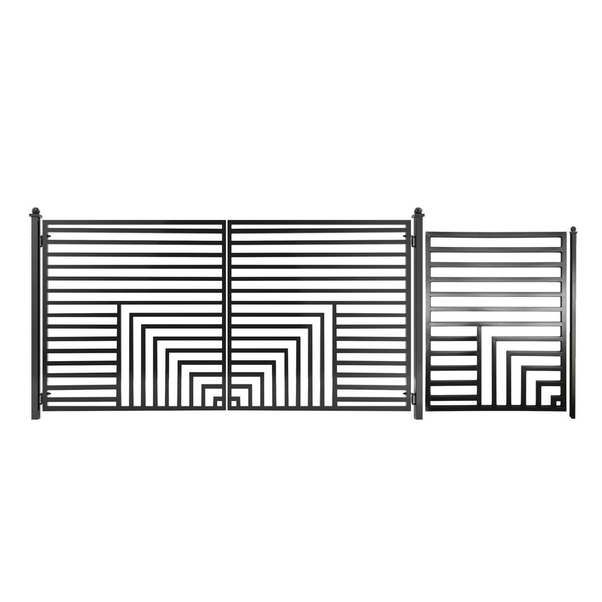 Aleko Steel Dual Swing Driveway Gate with Pedestrian Gate – Florence Style - 16 ft.