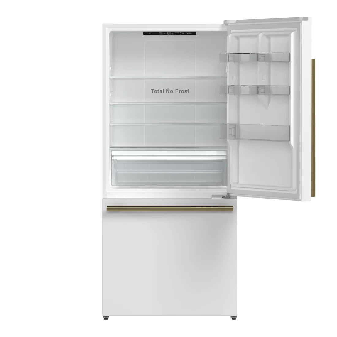 FORNO Espresso Milano 31" 17.2 cu. ft. Right Swing Refrigerator and Bottom Freezer in White with Silver Handles, FFFFD1785-31WHT