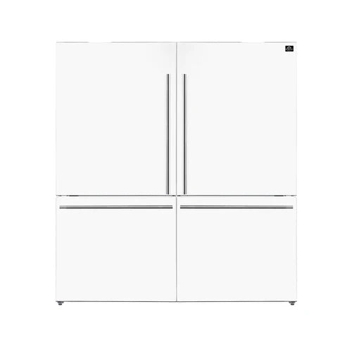 FORNO Espresso Milano 62" 34.4 cu. ft. Side-By-Side Refrigerator with Ice Maker in White with Antique Brass Accents, FFFFD1787-60WHT