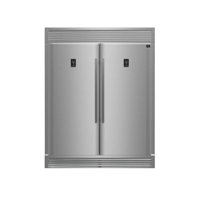 FORNO Rizzuto 60" 27.6 cu. ft. Refrigerator & Freezer in Stainless Steel with Grill Trim Kit, FFFFD1933-60S
