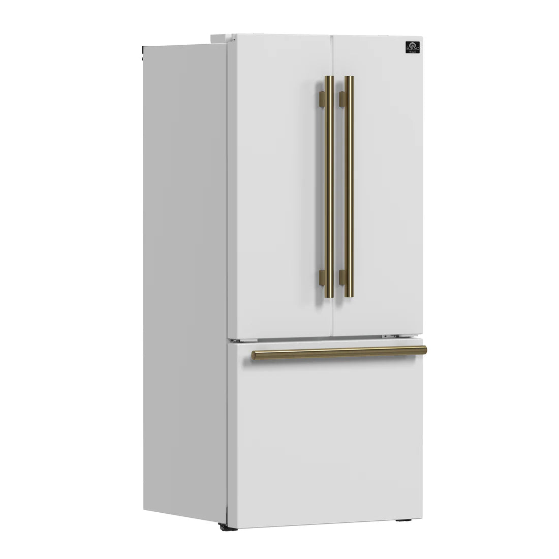 FORNO Espresso Gallipoli 30" 17.5 Cu. Ft. Refrigerator with Ice Maker in White with Silver Handles, FFFFD1974-31WHT