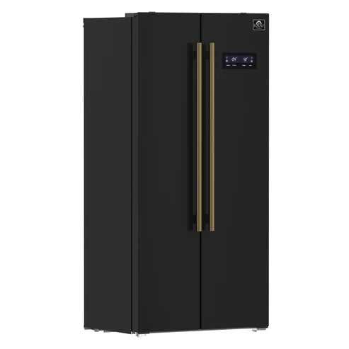 FORNO Espresso Salerno 33" 15.6 cu. ft. Refrigerator in Black with Silver Handles, FFRBI1805-33BLK