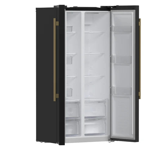 FORNO Espresso Salerno 33" 15.6 cu. ft. Refrigerator in Black with Silver Handles, FFRBI1805-33BLK