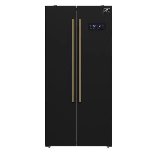 FORNO Espresso Salerno 33" 15.6 cu. ft. Refrigerator in Black with Silver Handles, FFRBI1805-33BLK