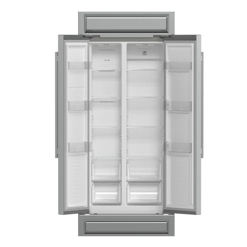 FORNO Salerno 37" 15.6 cu. ft. Side-by-Side Built-In Refrigerator in Stainless Steel and Modern Trim Kit, FFRBI1805-37MG