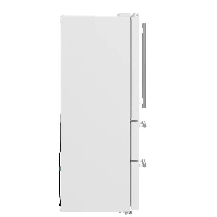 FORNO Espresso Moena 36" 19.2 cu. ft. Refrigerator with Ice Maker in White with Antique Brass Handles, FFRBI1820-36WHT