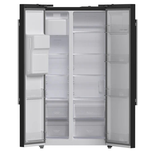 FORNO Espresso Salerno 36" 20 cu. ft. Side-By-Side Refrigerator with Water and Ice Dispenser in Black with Silver Handles