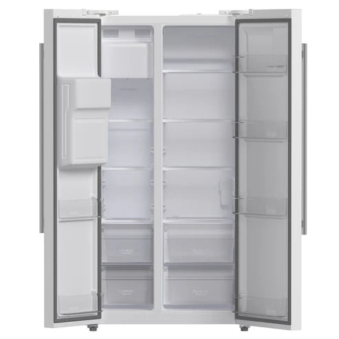 FORNO Espresso Salerno 36" 20 cu. ft. Side-By-Side Refrigerator with Water and Ice Dispenser in White with Silver Handles