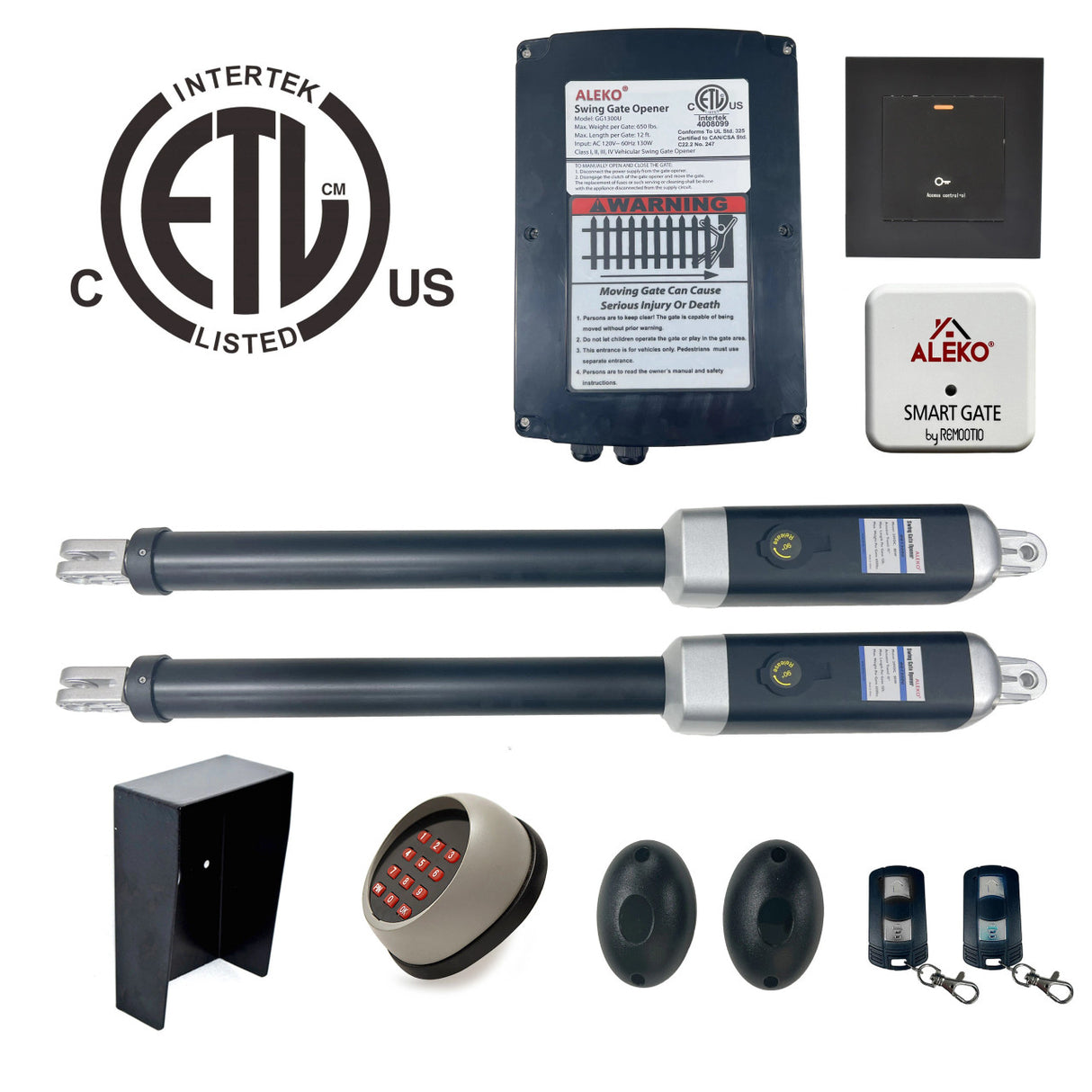 Aleko Smart Dual Swing Gate Operator - GG1300U/AS1300 AC/DC - ETL Certified - Accessory Kit ACC5