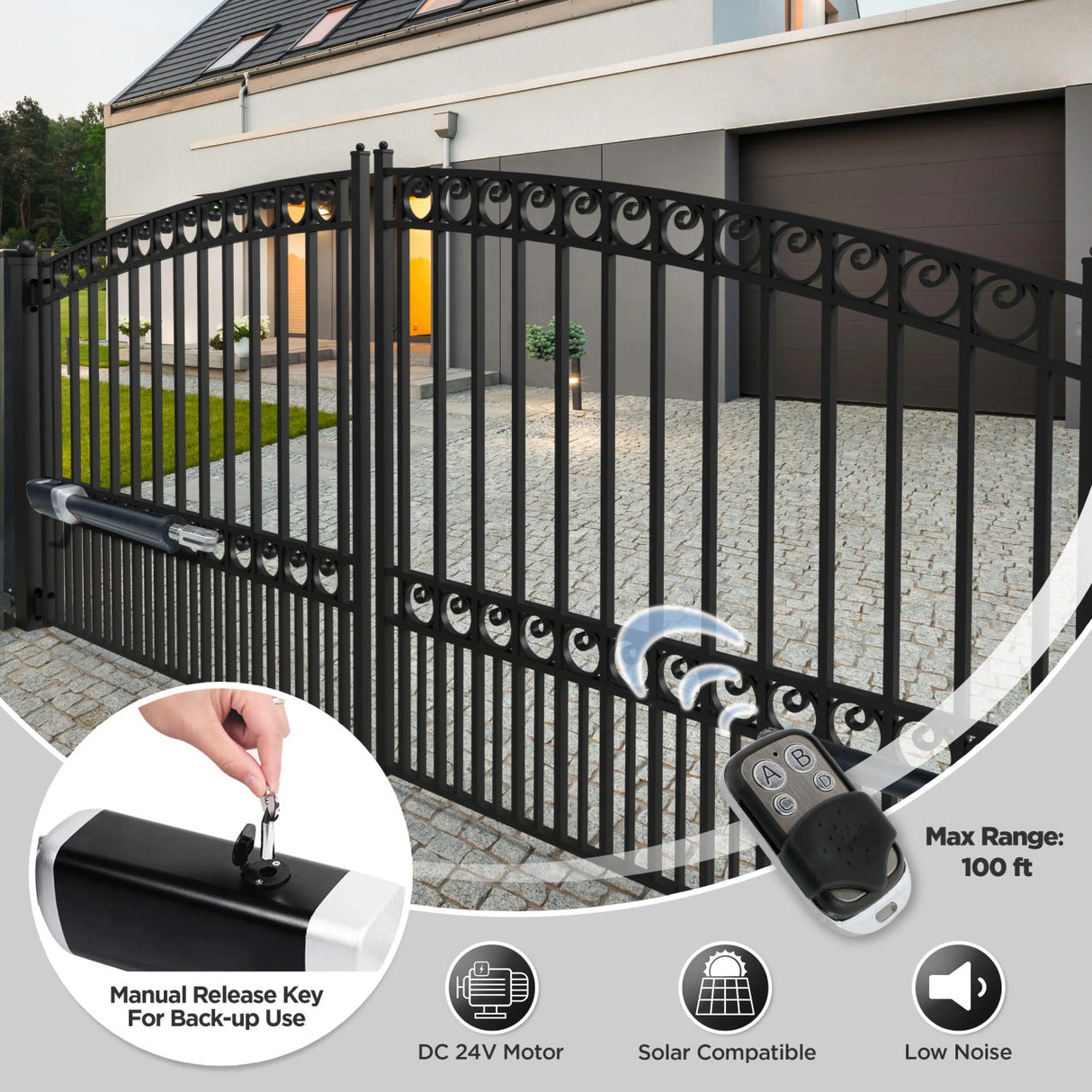 Aleko Dual Swing Gate Operator - GG1700/AS1700 AC/DC - Back-up Kit ACC2