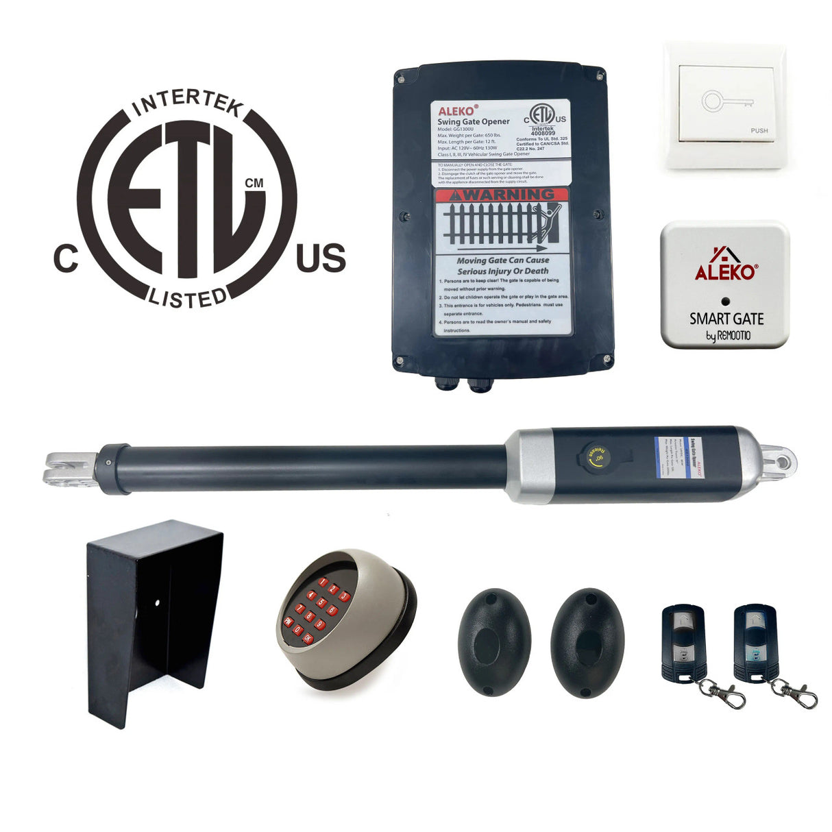 Aleko Smart Single Swing Gate Operator - GG650/AS650 AC/DC - ETL Certified - Accessory Kit ACC5