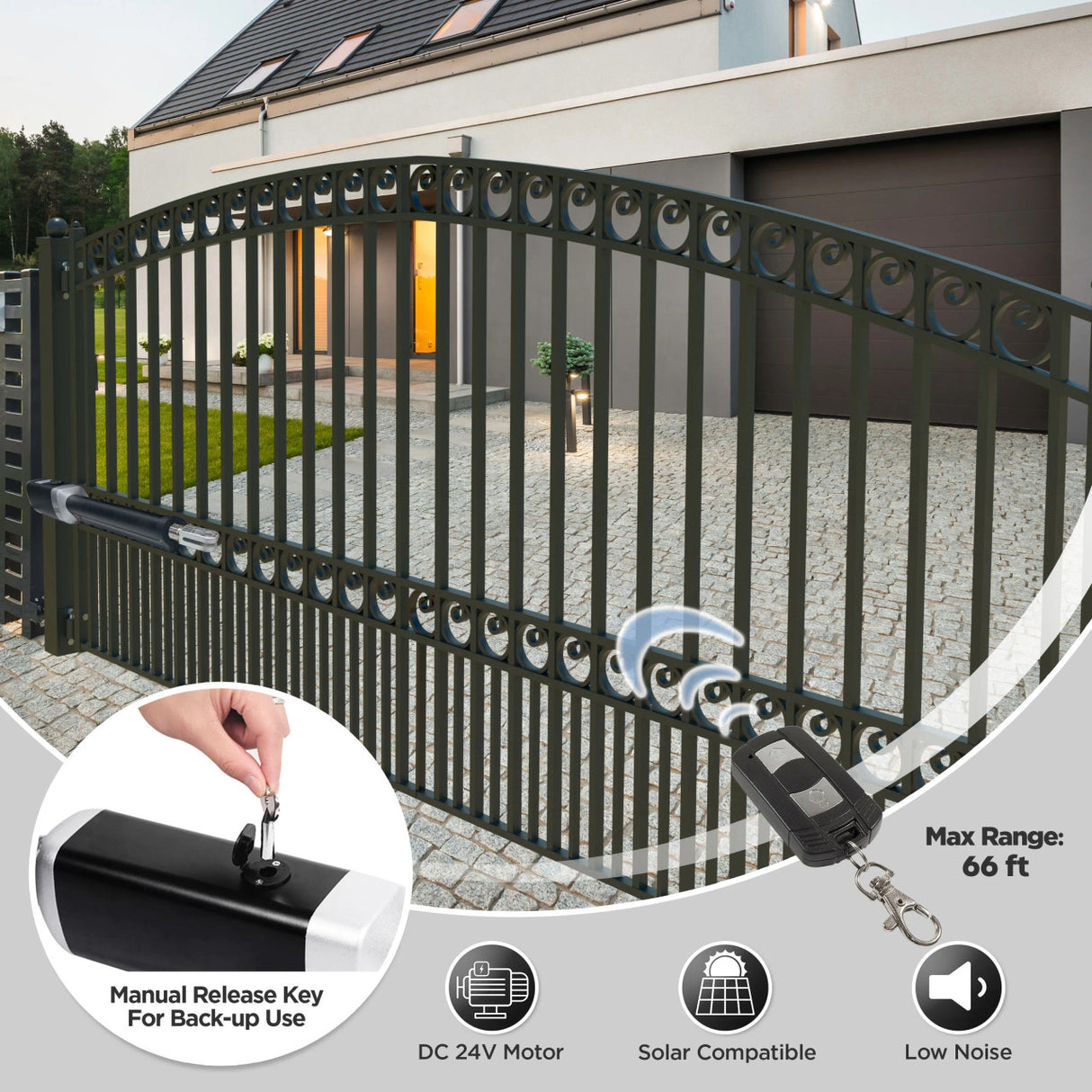 Aleko Smart Single Swing Gate Operator - GG650/AS650 AC/DC - ETL Certified - Accessory Kit ACC5