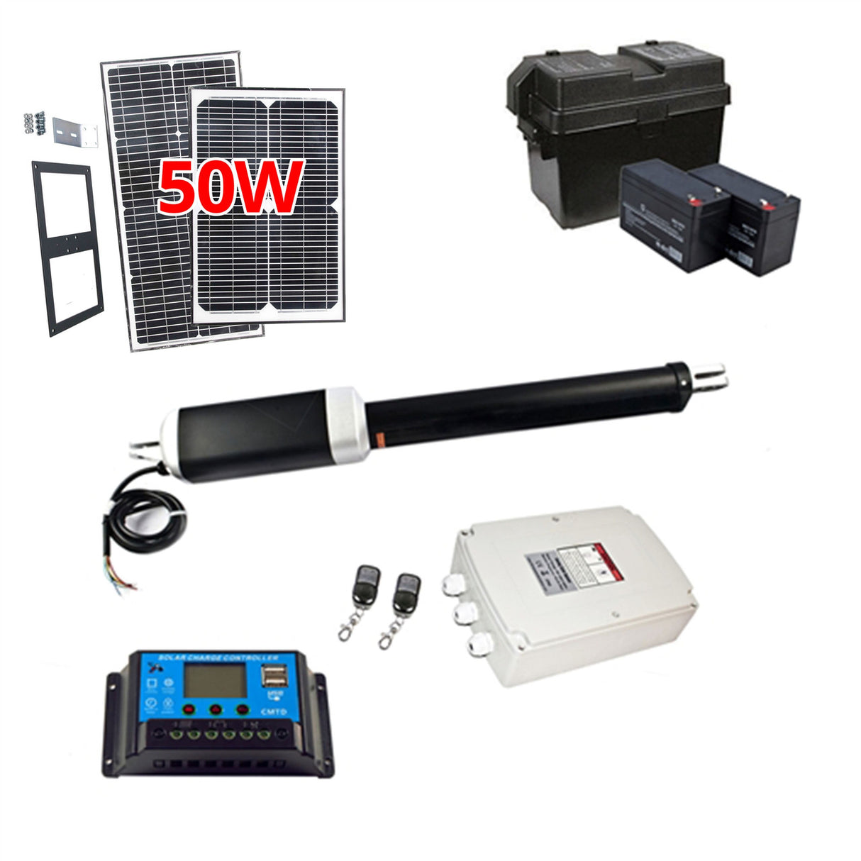 Aleko Single Swing Gate Operator - GG650/AS650 AC/DC - Solar Kit 50W
