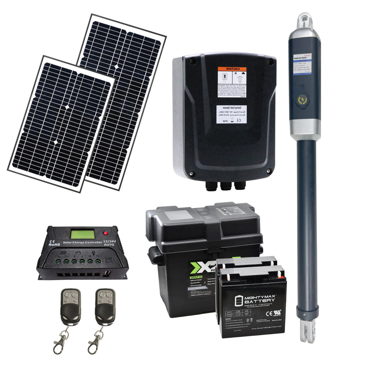 Aleko Single Swing Gate Operator - GG850/AS850 AC/DC - Solar Kit 50W