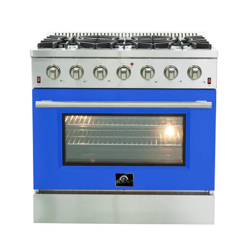 FORNO Galiano 36" 5.36 cu. ft. Gas Range with 6 Italian Burners in Blue, FFSGS6244-36BLU