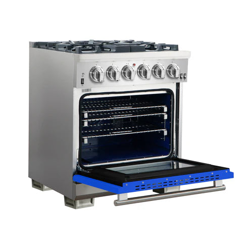 FORNO Capriasca 30″ 4.32 cu. ft. Gas Range with 5 Italian Burnerse in Blue, FFSGS6260-30BLU