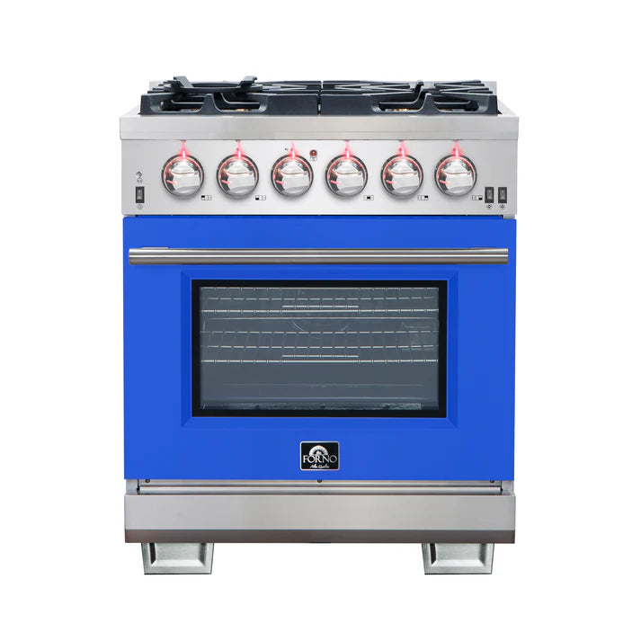 FORNO Capriasca 30″ 4.32 cu. ft. Gas Range with 5 Italian Burnerse in Blue, FFSGS6260-30BLU