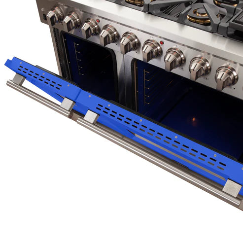 FORNO Capriasca 48″ 6.58 cu. ft. Gas Range with 8 Italian Burners in Blue, FFSGS6260-48BLU