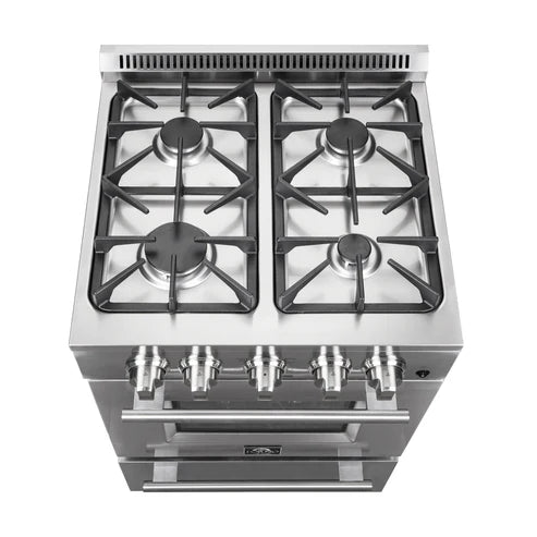 FORNO Breno 24" 2.3 cu. ft. Freestanding Gas Range with 4 Sealed Burners in Stainless Steel, FFSGS6272-24