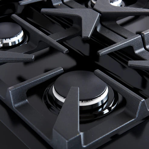 FORNO Antico 36" 4.5 cu. ft. Gas Range with 6 Sealed Burners in Black with Antique Brass Accents, FFSGS6219-36BLK