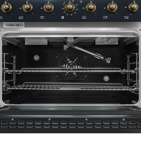 FORNO Antico 36" 4.5 cu. ft. Gas Range with 6 Sealed Burners in Black with Antique Brass Accents, FFSGS6219-36BLK