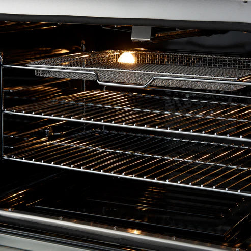 FORNO Giovanni 30" 4.32 cu. ft. Gas Range with 5 Burners, Air Fry Basket, Wok Support and Griddle in Black with Antique Brass Accents, FFSGS6274-30BLK