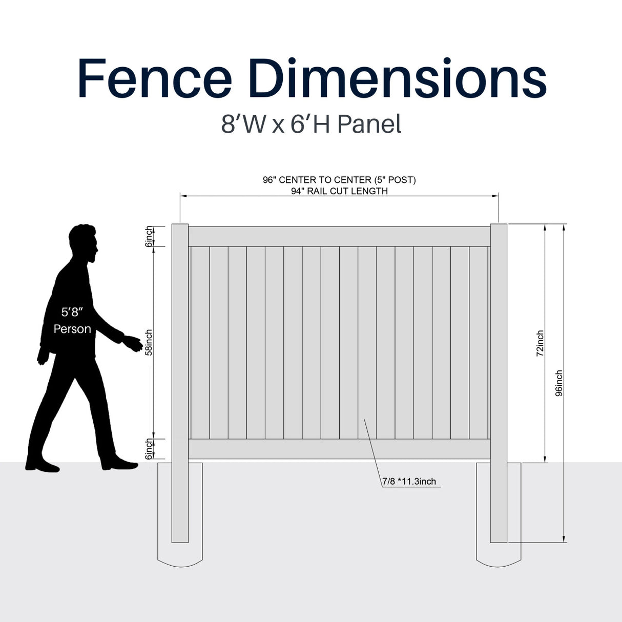 Aleko 8’ x 6’ Vinyl Privacy Fence - Gray - Denver Series