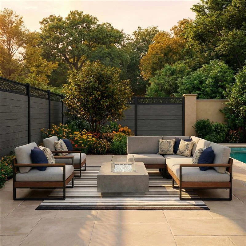Aleko 6’ x 6’ Composite Semi-Private Fence – Charcoal Gray - Charlotte Series