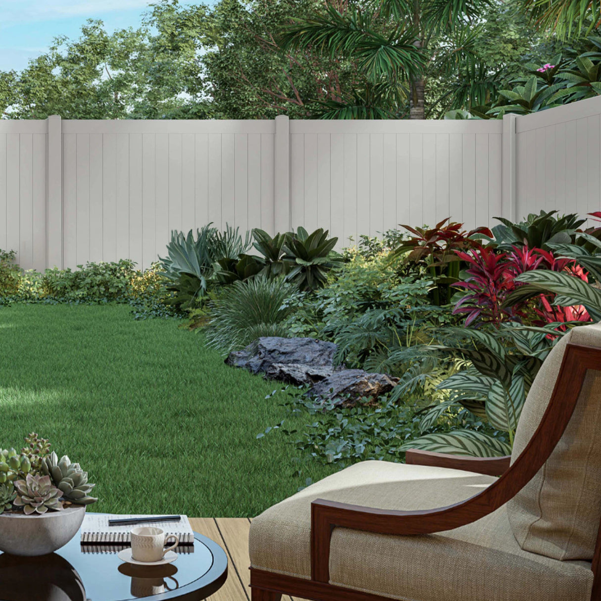 Aleko 8’ x 6’ Vinyl Privacy Fence - Gray - Denver Series