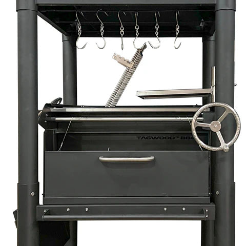 Gaucho Grill with Firebox Argentine Style All in Black with 6 Distinct Grilling Areas Tagwood BBQ02SIB - PRE-ORDER