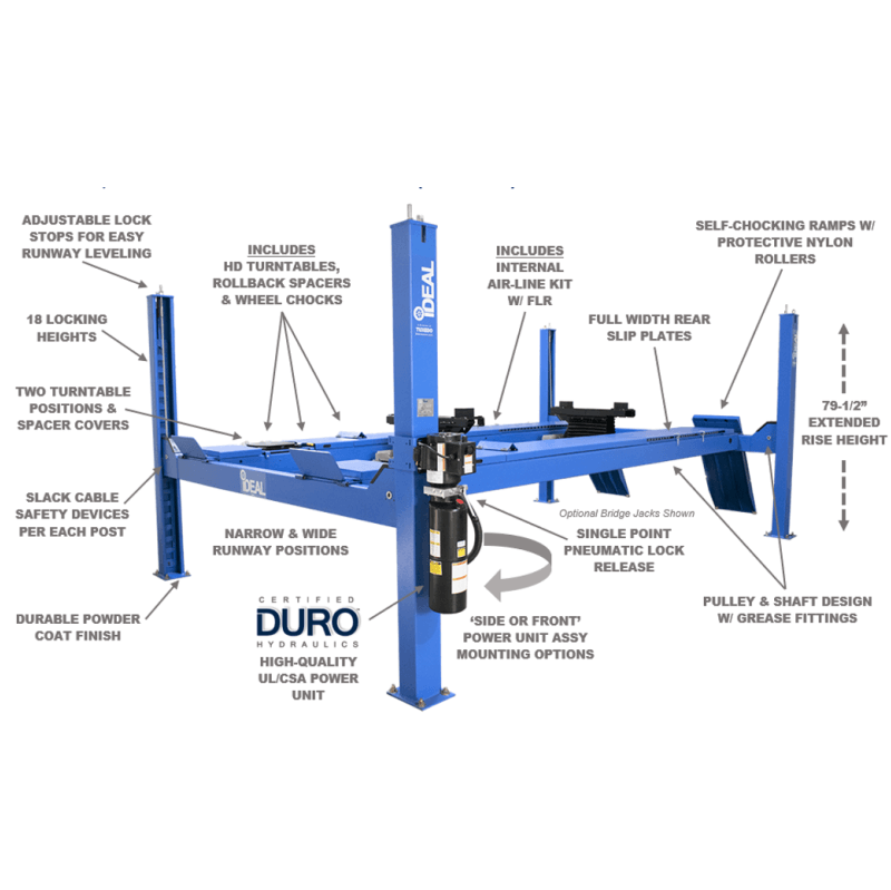 iDEAL, 14,000 lb FP14KAC-X, 4 Post Alignment Lift