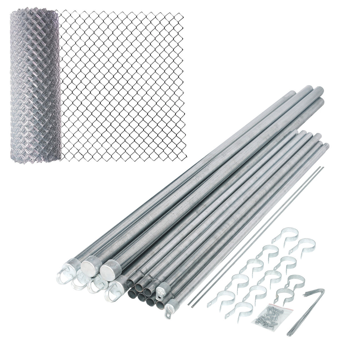 Aleko Galvanized Steel Chain Link Fence - Complete Kit - 6 x 50 Feet - 12.5 AW Gauge