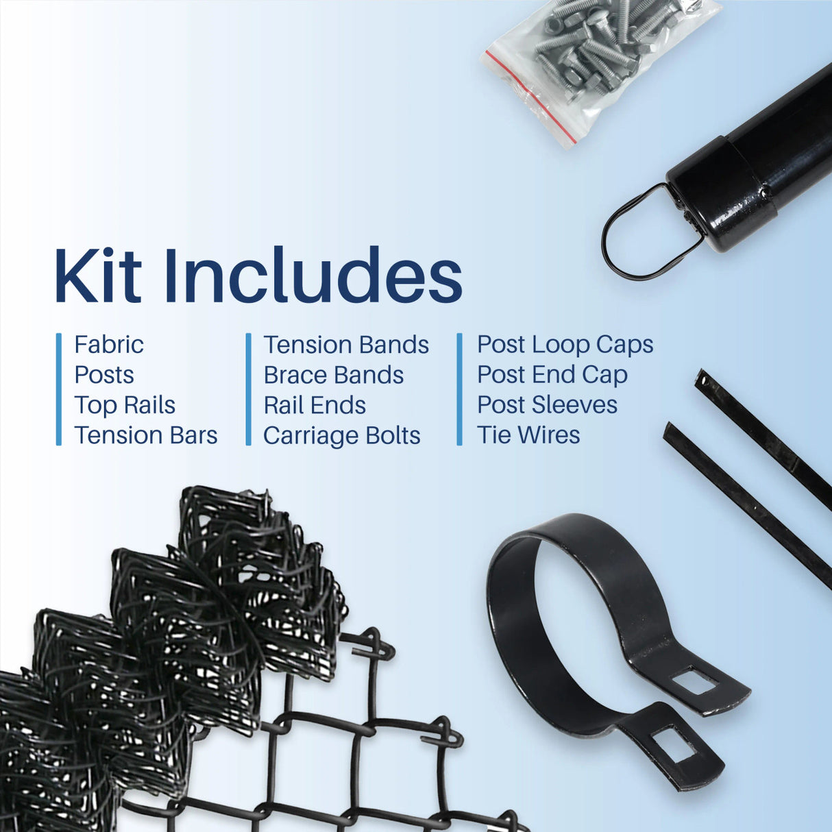 Aleko Galvanized Steel Chain Link Fence Kit – 4x50 ft. – 7 Gauge – Black